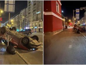 Автомобиль‑однодверка опрокинулся у пожарного депо в Екатеринбурге